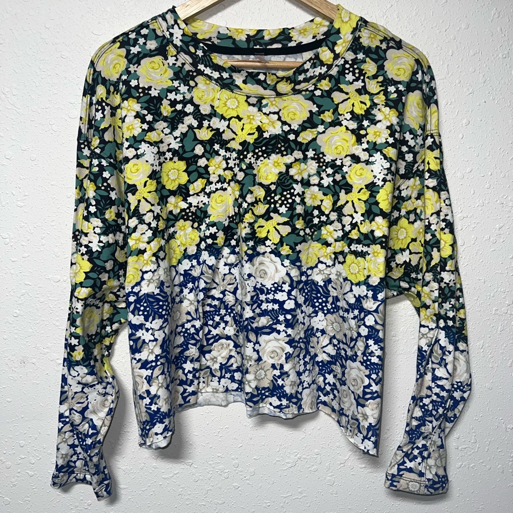 NWT Freepeople Movement Printed Layer Tee, Faded Poppy Black, Women’s Size Small